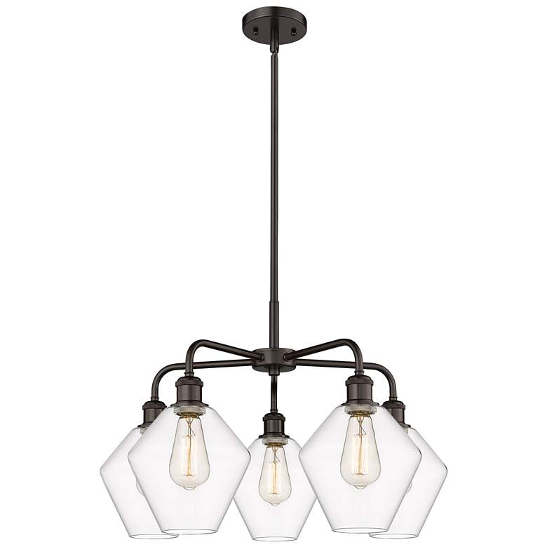 Image 1 Cindyrella 26"W 5 Light Oil Rubbed Bronze Stem Chandelier w/ Clear Sha