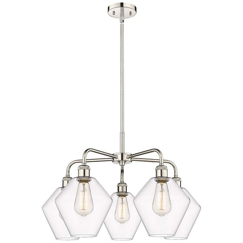 Image 1 Cindyrella 26"W 5 Light Polished Nickel Stem Hung Chandelier w/ Clear