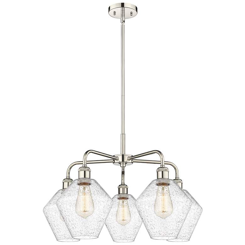Image 1 Cindyrella 26"W 5 Light Polished Nickel Stem Hung Chandelier w/ Seedy