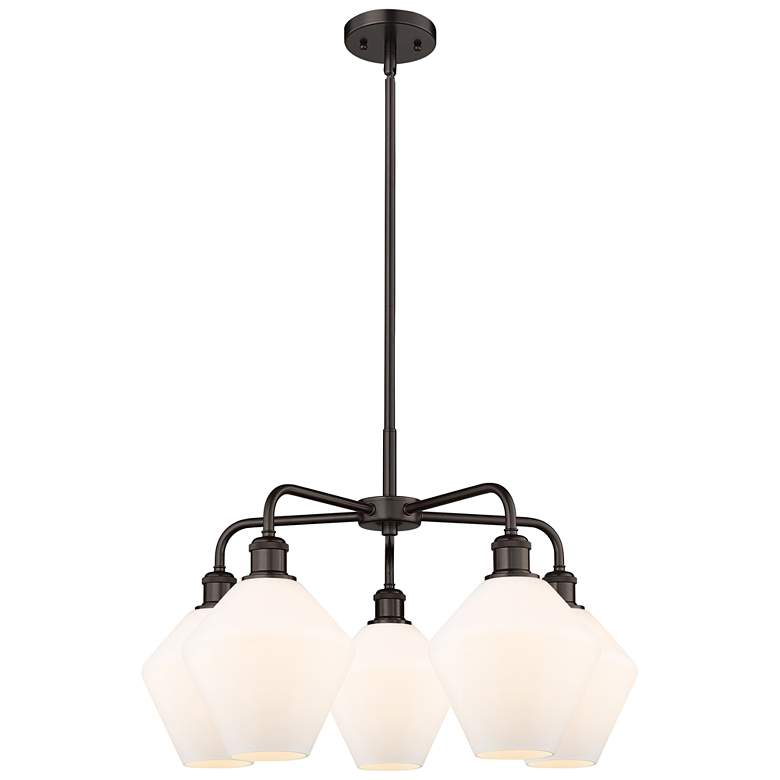Image 1 Cindyrella 26"W 5 Light Rubbed Bronze Stem Chandelier w/ Cased White S