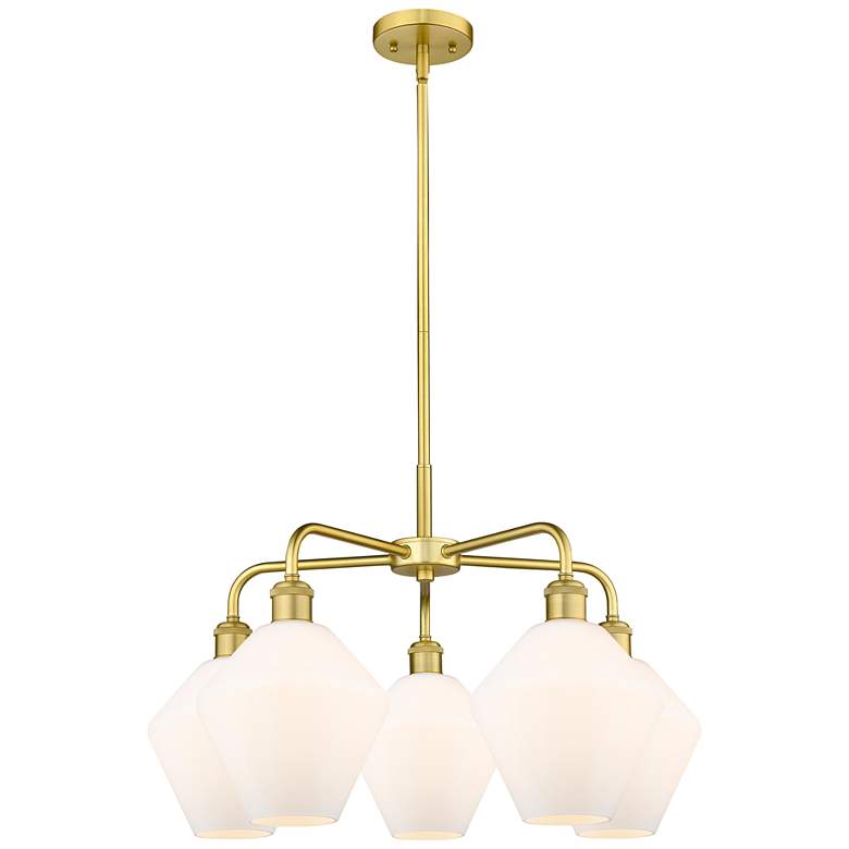 Image 1 Cindyrella 26"W 5 Light Satin Gold Stem Chandelier w/ Cased White Shad