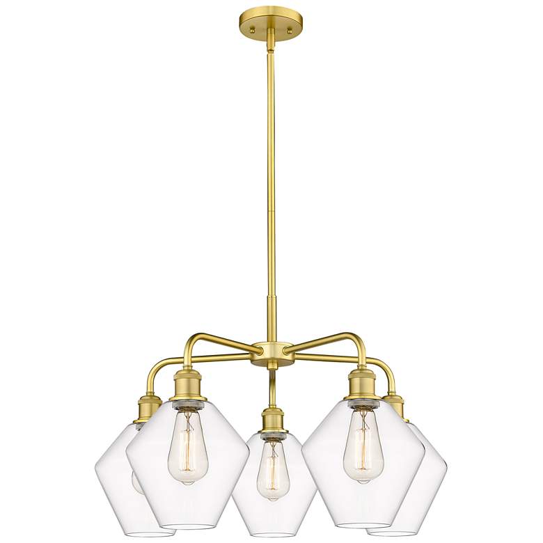 Image 1 Cindyrella 26"W 5 Light Satin Gold Stem Hung Chandelier With Clear Sha