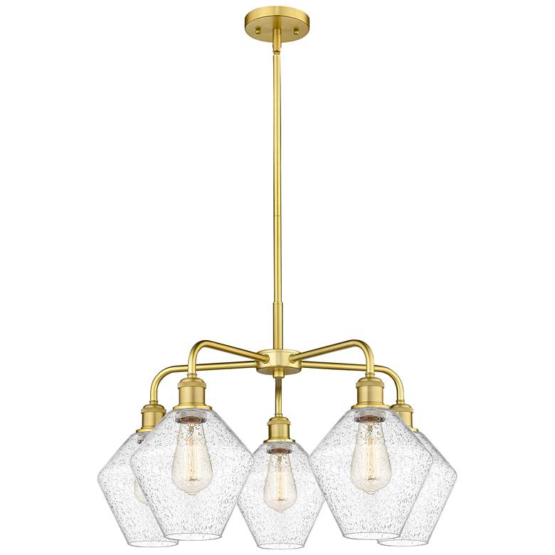 Image 1 Cindyrella 26"W 5 Light Satin Gold Stem Hung Chandelier With Seedy Sha