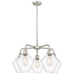 Cindyrella 26&quot;W 5 Light Satin Nickel Stem Hung Chandelier With Clear S
