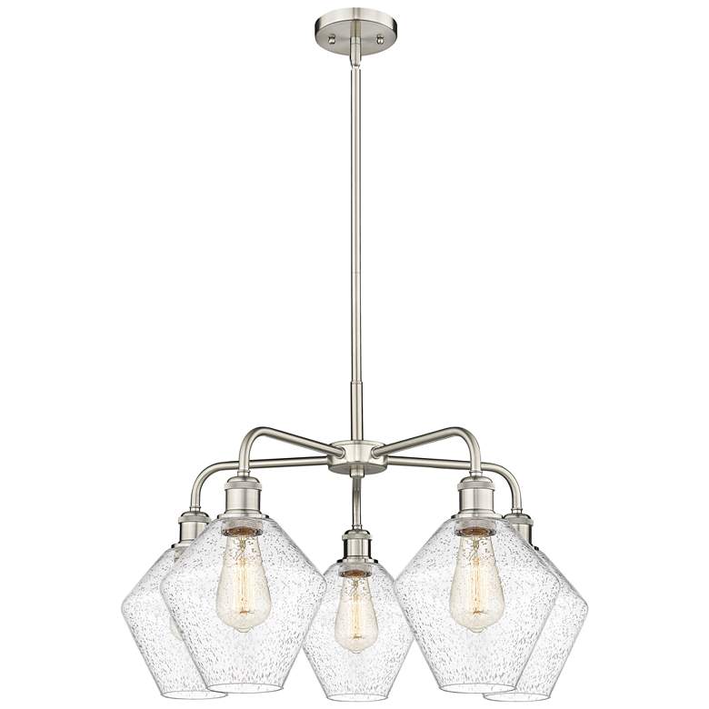 Image 1 Cindyrella 26"W 5 Light Satin Nickel Stem Hung Chandelier With Seedy S