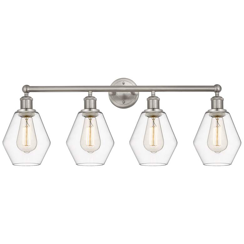 Image 1 Cindyrella 33" 4-Light Brushed Satin Nickel Bath Light w/ Clear Shade