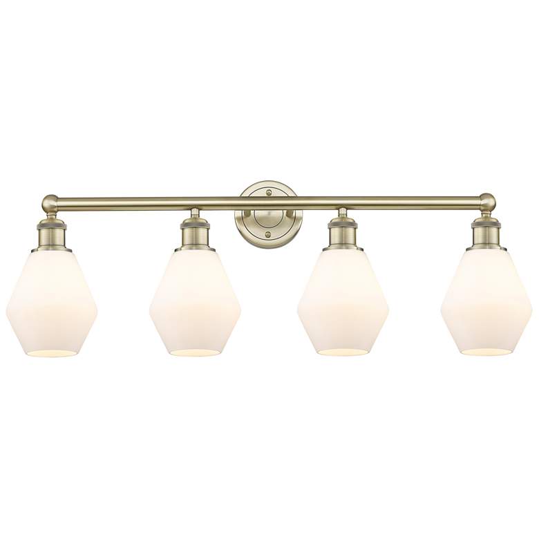 Image 1 Cindyrella 33"W 4 Light Antique Brass Bath Light With Cased White Shad