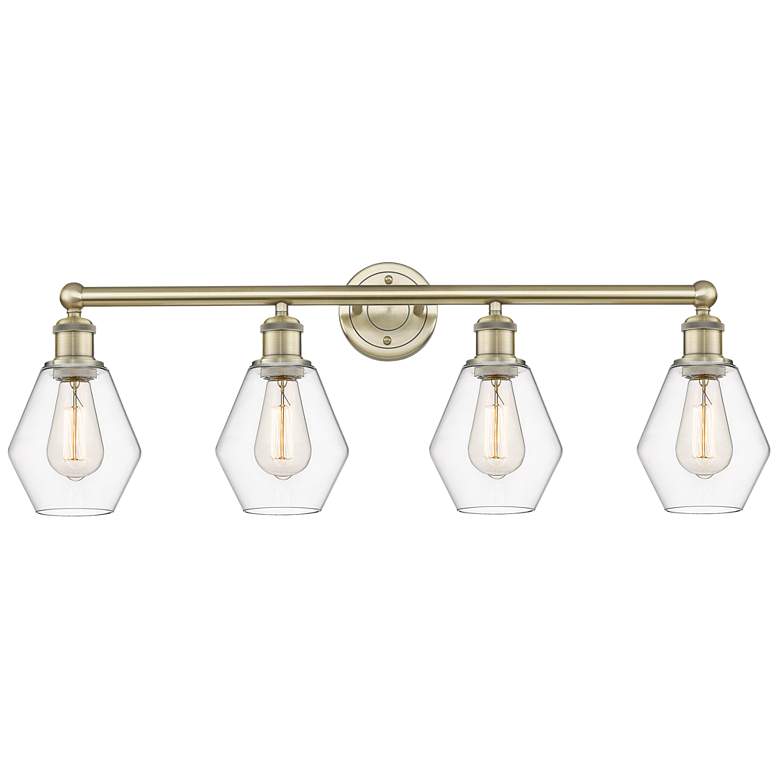 Image 1 Cindyrella 33"W 4 Light Antique Brass Bath Vanity Light With Clear Sha