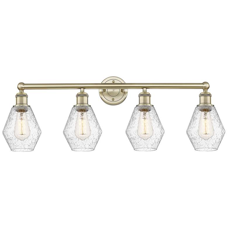 Image 1 Cindyrella 33"W 4 Light Antique Brass Bath Vanity Light With Seedy Sha