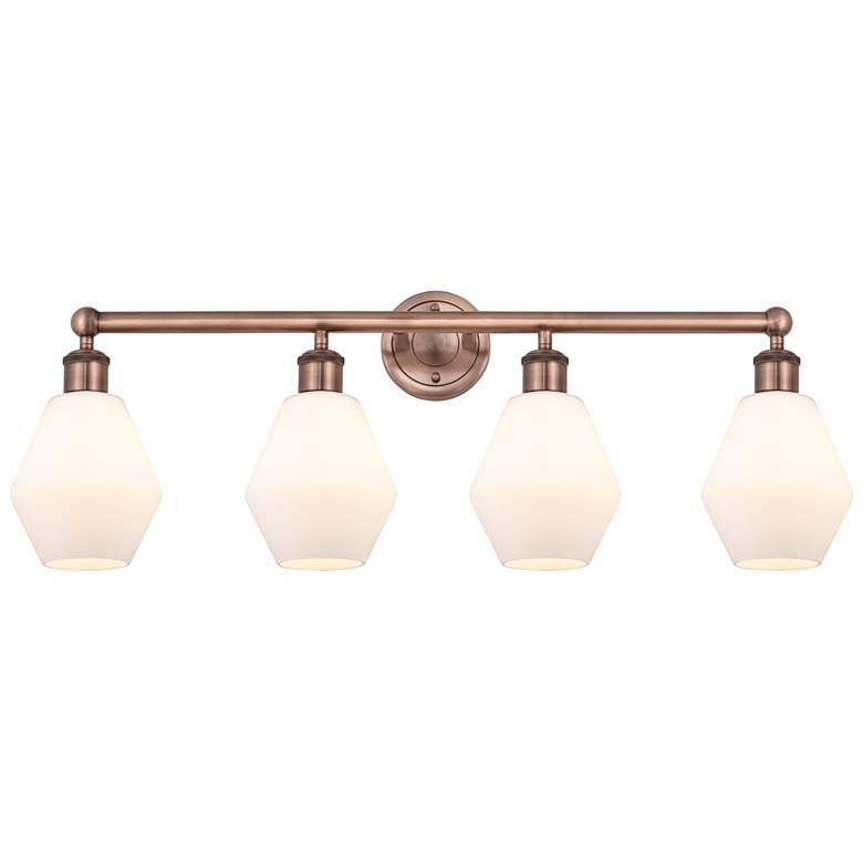 Image 1 Cindyrella 33"W 4 Light Antique Copper Bath Light With Cased White Sha