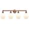 Cindyrella 33"W 4 Light Antique Copper Bath Light With Cased White Sha