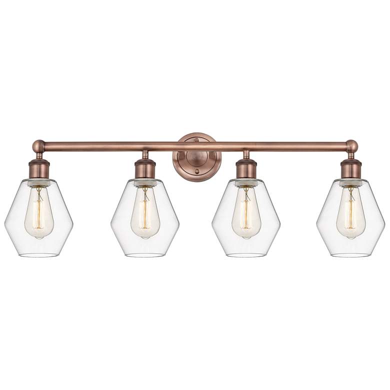 Image 1 Cindyrella 33"W 4 Light Antique Copper Bath Vanity Light With Clear Sh