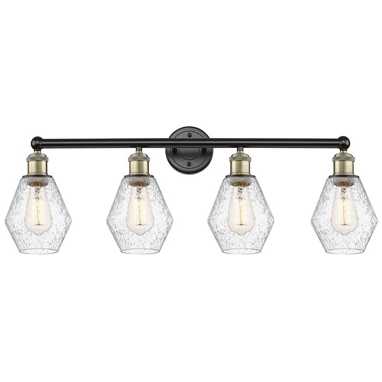 Image 1 Cindyrella 33"W 4 Light Black Antique Brass Bath Light With Seedy Shad