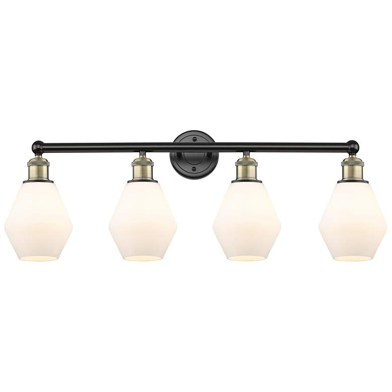 Image 1 Cindyrella 33"W 4 Light Black Brass Bath Light With Cased White Shade