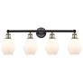 Cindyrella 33"W 4 Light Black Brass Bath Light With Cased White Shade