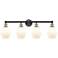 Cindyrella 33"W 4 Light Black Brass Bath Light With Cased White Shade