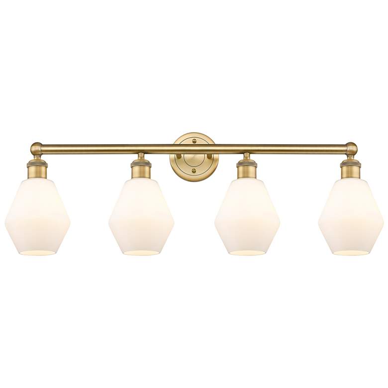 Image 1 Cindyrella 33"W 4 Light Brushed Brass Bath Light With Cased White Shad