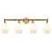 Cindyrella 33"W 4 Light Brushed Brass Bath Light With Cased White Shad