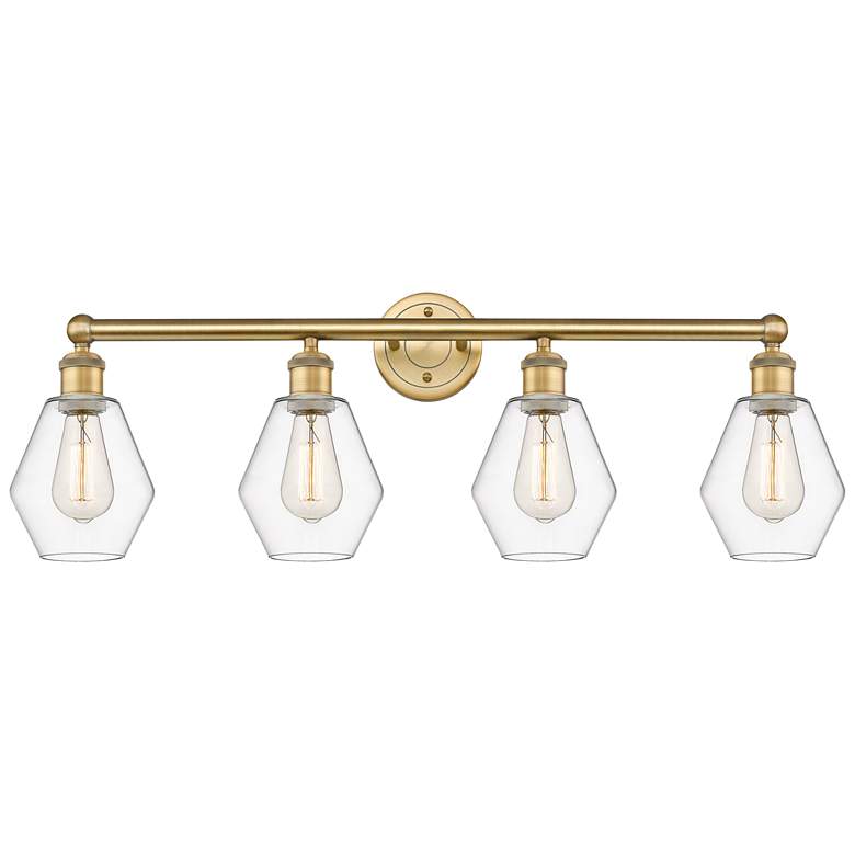 Image 1 Cindyrella 33"W 4 Light Brushed Brass Bath Vanity Light With Clear Sha