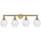 Cindyrella 33"W 4 Light Brushed Brass Bath Vanity Light With Seedy Sha