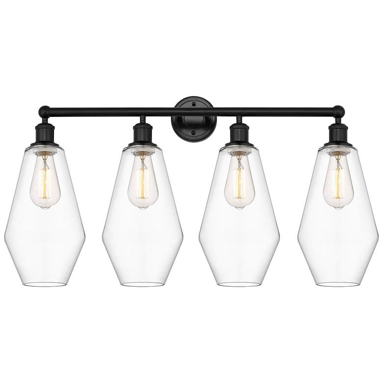 Image 1 Cindyrella 34" Wide 4 Light Matte Black Bath Vanity Light With Clear S