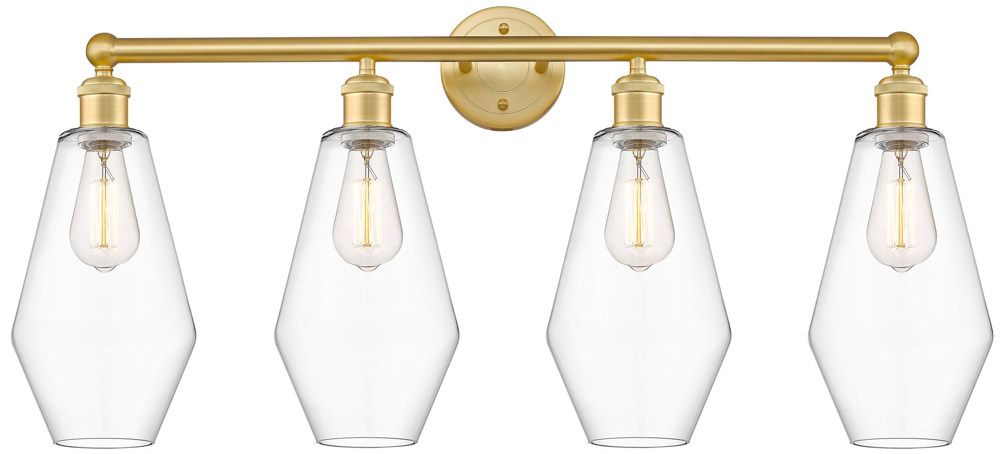 Cindyrella 34" Wide 4 Light Satin Gold Bath Vanity Light With Clear Sh