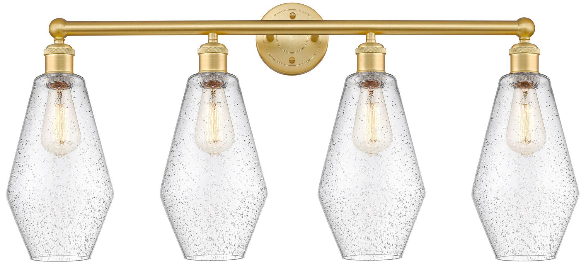Cindyrella 34" Wide 4 Light Satin Gold Bath Vanity Light With Seedy Sh