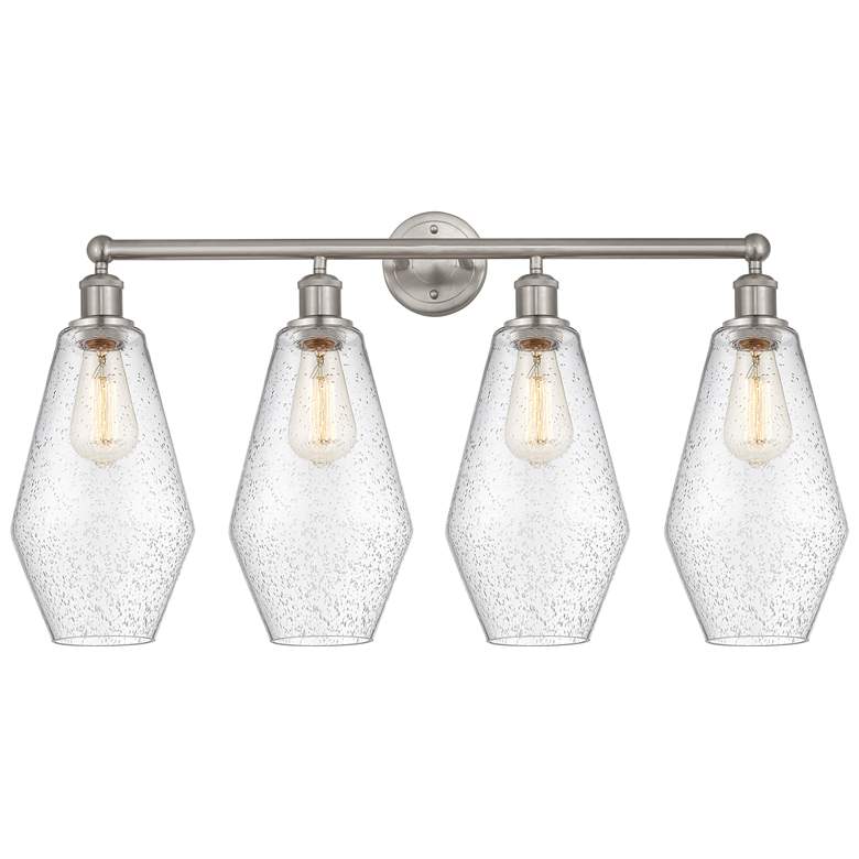 Image 1 Cindyrella 34" Wide 4 Light Satin Nickel Bath Vanity Light With Seedy
