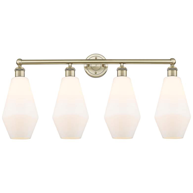 Image 1 Cindyrella 34"W 4 Light Antique Brass Bath Light With Cased White Shad