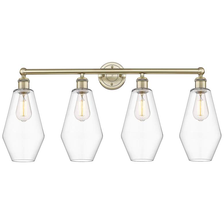 Image 1 Cindyrella 34"W 4 Light Antique Brass Bath Vanity Light With Clear Sha