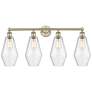 Cindyrella 34"W 4 Light Antique Brass Bath Vanity Light With Seedy Sha