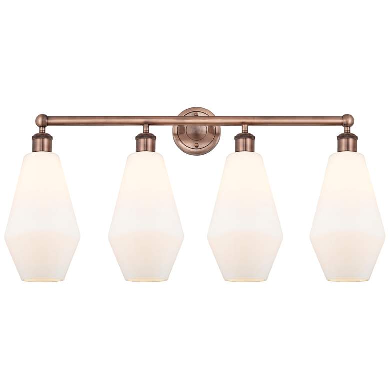 Image 1 Cindyrella 34"W 4 Light Antique Copper Bath Light With Cased White Sha