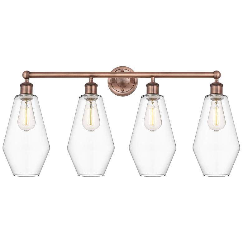 Image 1 Cindyrella 34"W 4 Light Antique Copper Bath Vanity Light With Clear Sh