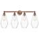 Cindyrella 34"W 4 Light Antique Copper Bath Vanity Light With Clear Sh
