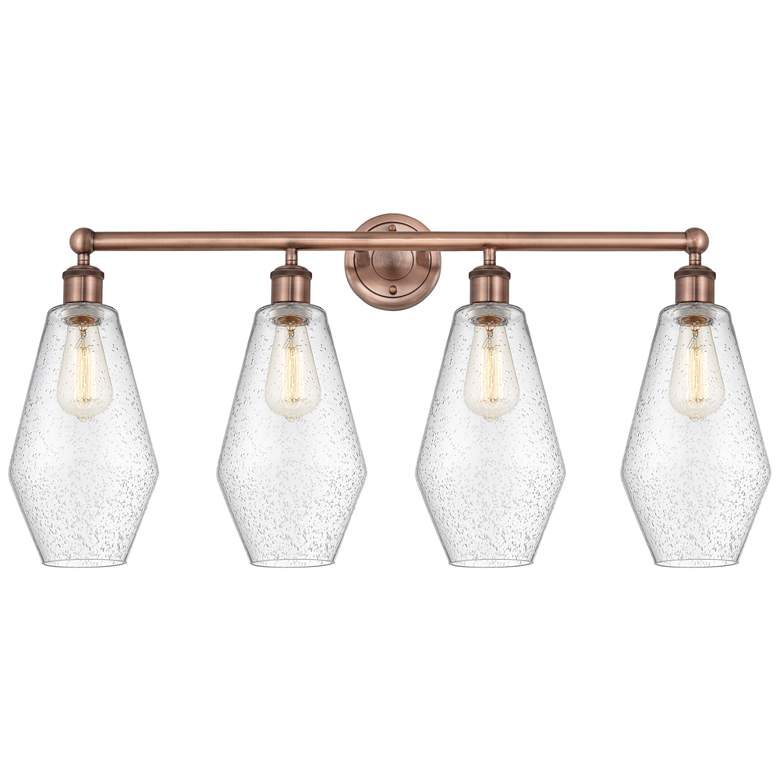 Image 1 Cindyrella 34"W 4 Light Antique Copper Bath Vanity Light With Seedy Sh