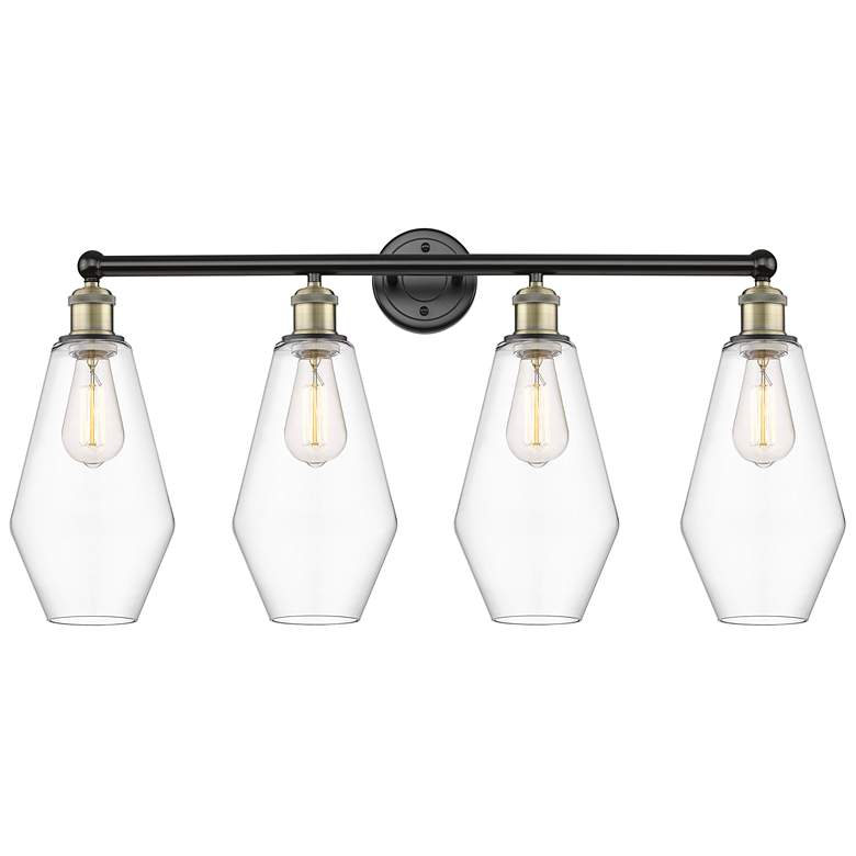 Image 1 Cindyrella 34"W 4 Light Black Antique Brass Bath Light With Clear Shad