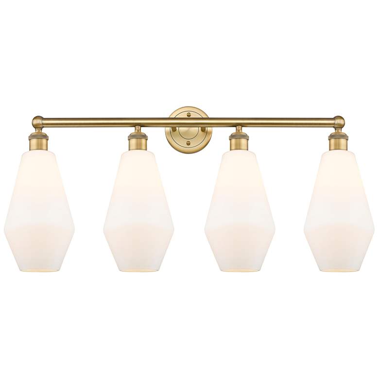 Image 1 Cindyrella 34"W 4 Light Brushed Brass Bath Light With Cased White Shad