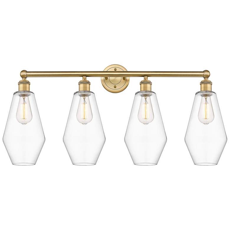 Image 1 Cindyrella 34"W 4 Light Brushed Brass Bath Vanity Light With Clear Sha