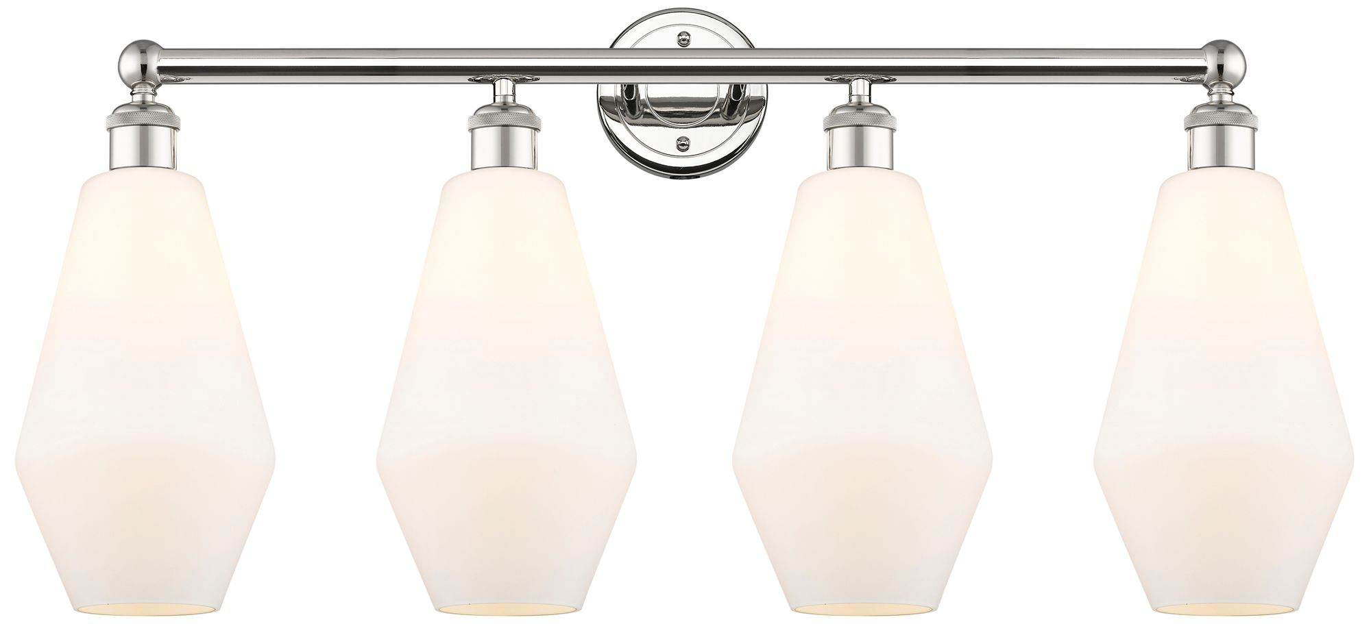 Cindyrella 34"W 4 Light Polished Nickel Bath Light With Cased White Sh