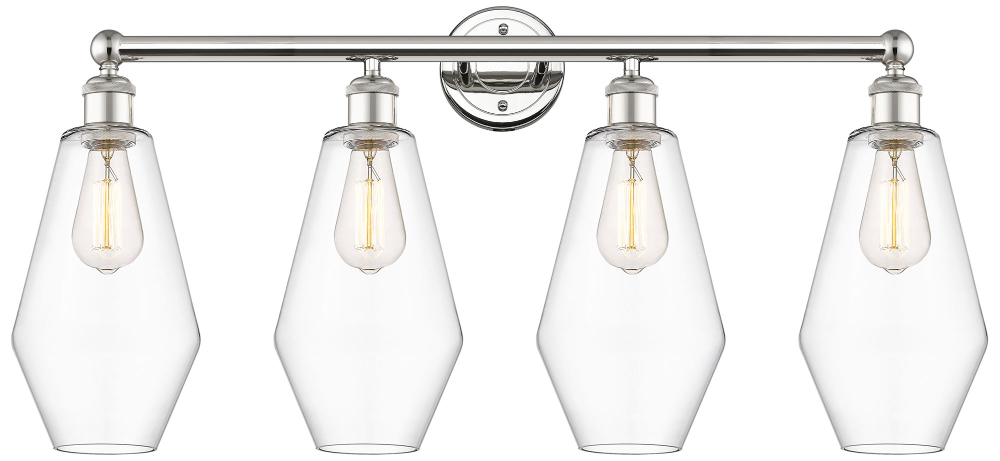 Cindyrella 34"W 4 Light Polished Nickel Bath Vanity Light With Clear S