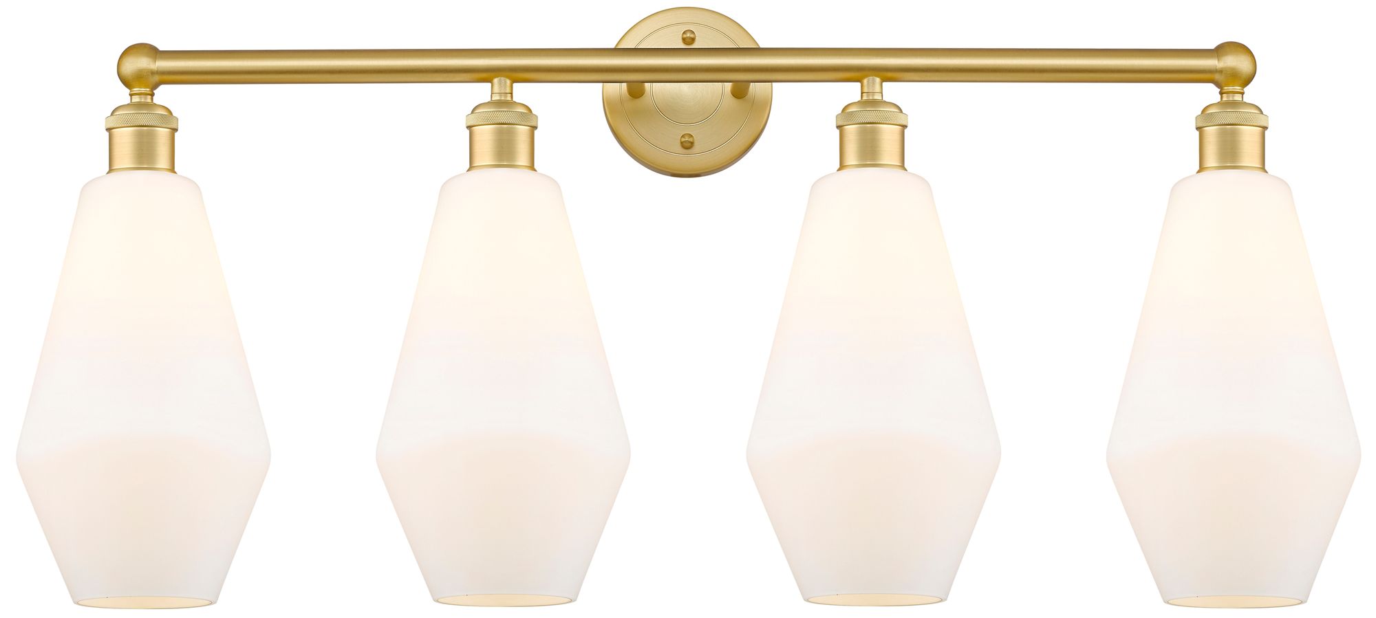 Cindyrella 34"W 4 Light Satin Gold Bath Vanity Light With Cased White
