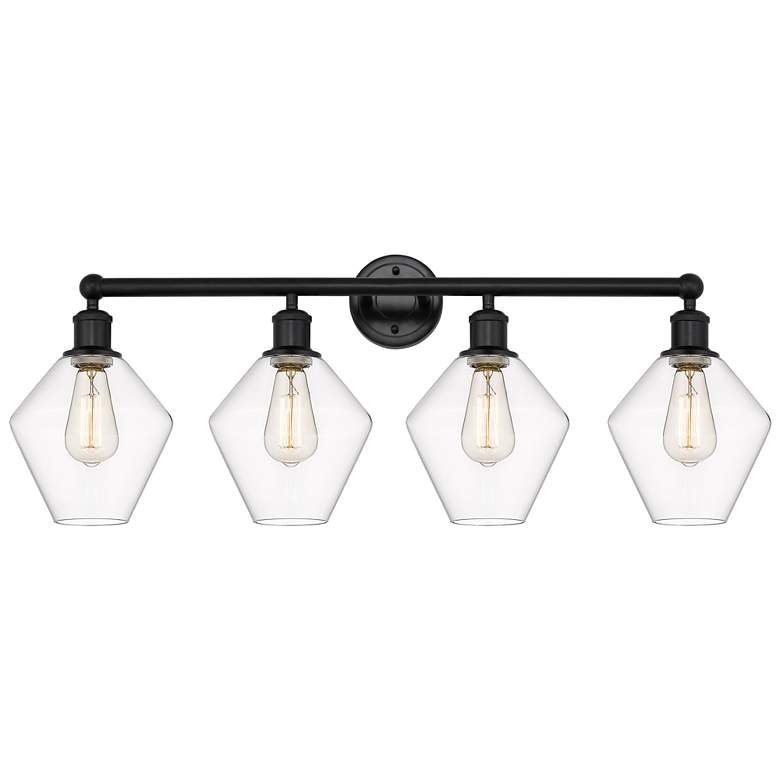 Image 1 Cindyrella 35" Wide 4 Light Matte Black Bath Vanity Light With Clear S