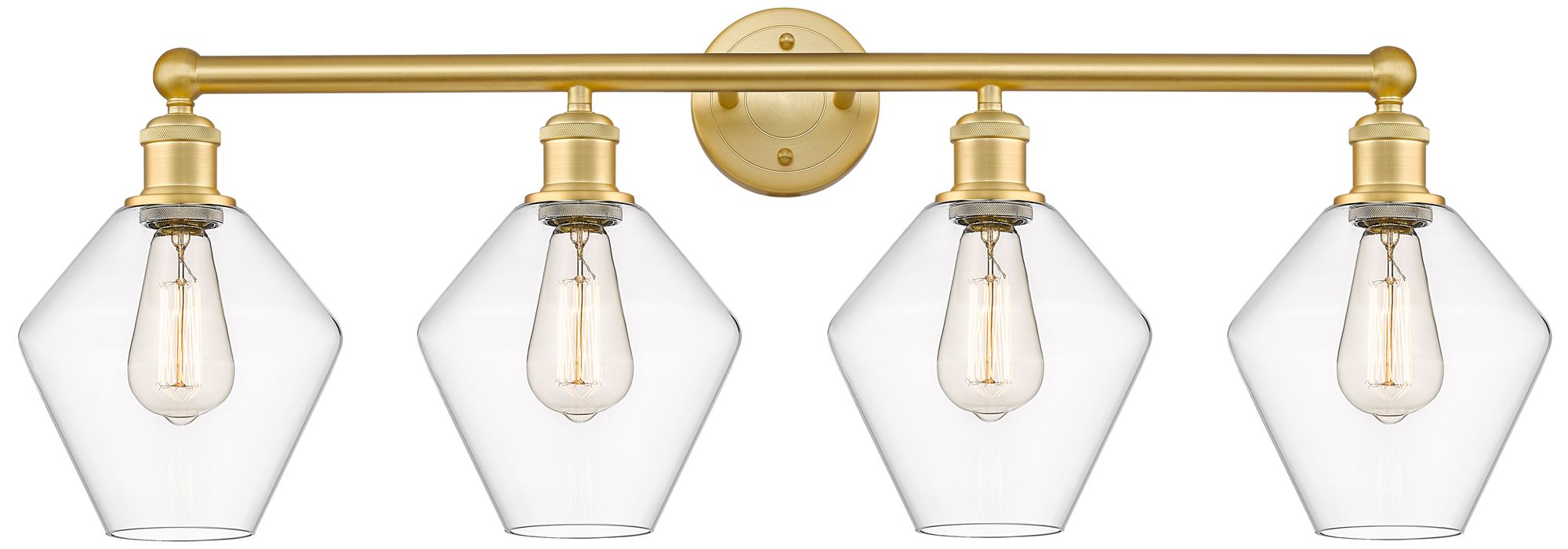 Cindyrella 35" Wide 4 Light Satin Gold Bath Vanity Light With Clear Sh