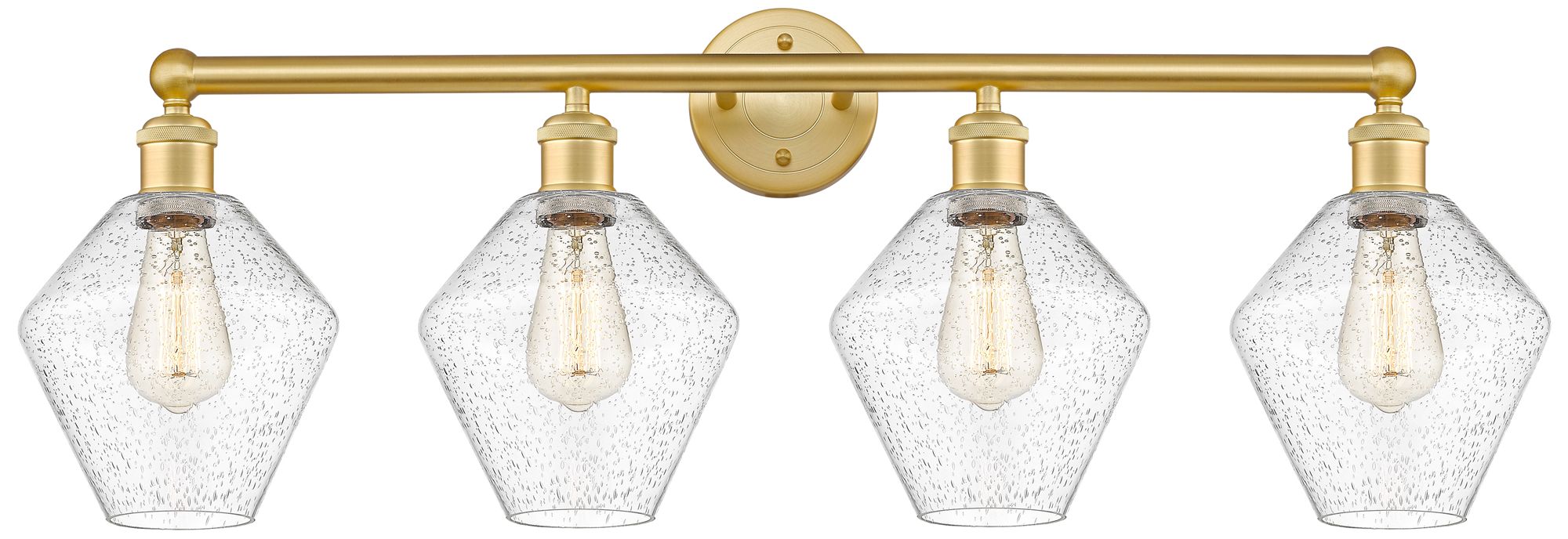 Cindyrella 35" Wide 4 Light Satin Gold Bath Vanity Light With Seedy Sh