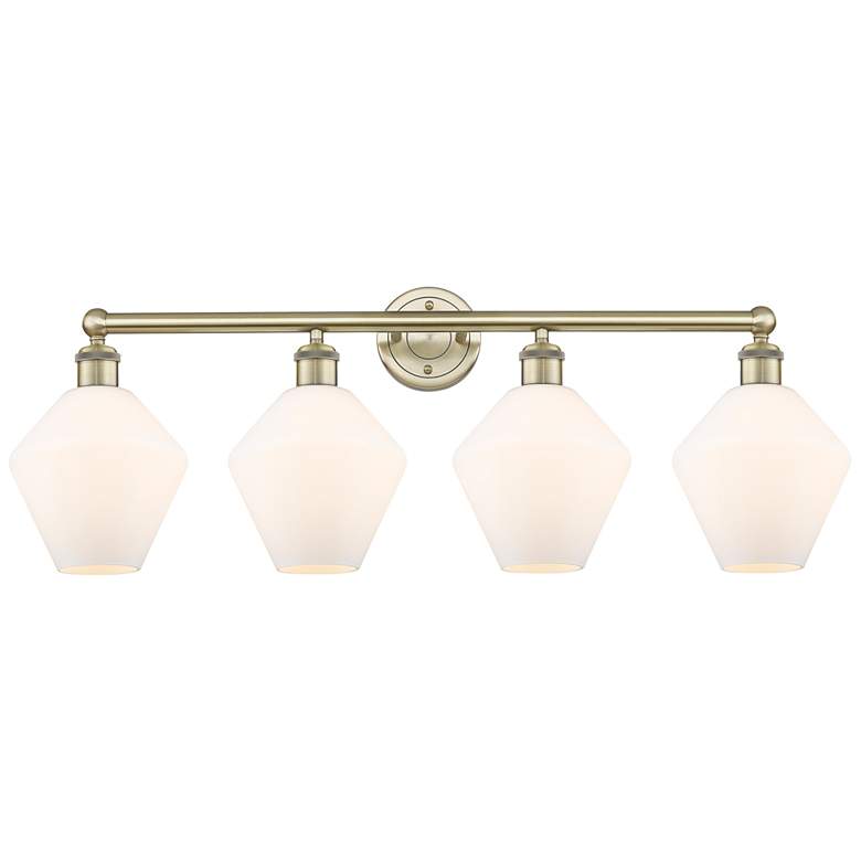 Image 1 Cindyrella 35"W 4 Light Antique Brass Bath Light With Cased White Shad