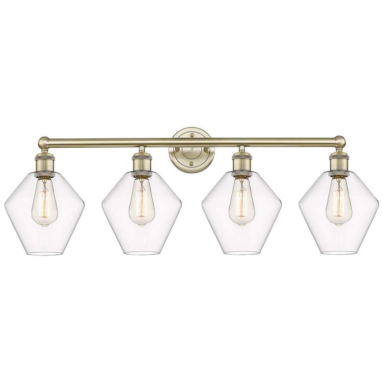 Image 1 Cindyrella 35"W 4 Light Antique Brass Bath Vanity Light With Clear Sha