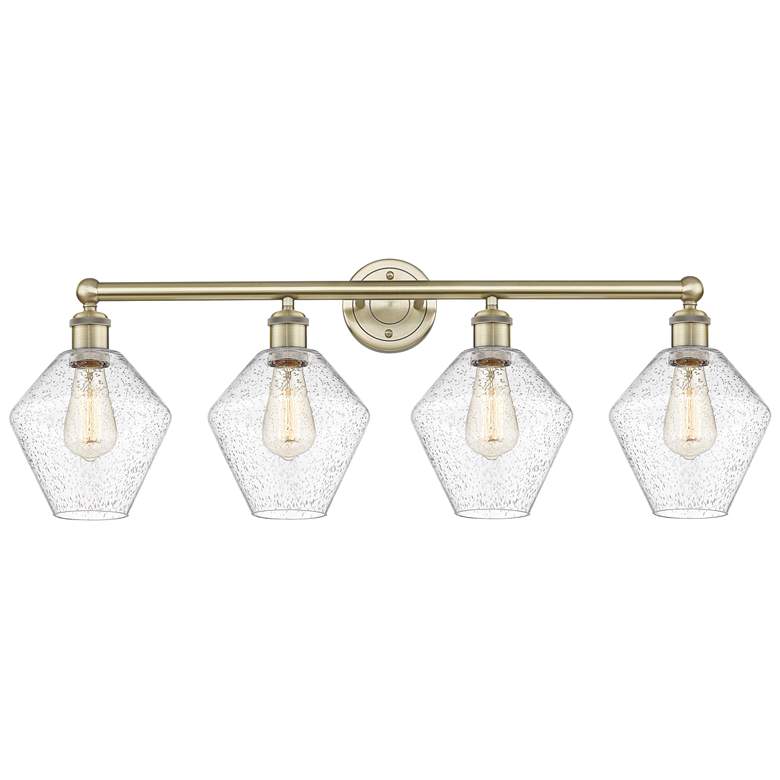 Image 1 Cindyrella 35"W 4 Light Antique Brass Bath Vanity Light With Seedy Sha