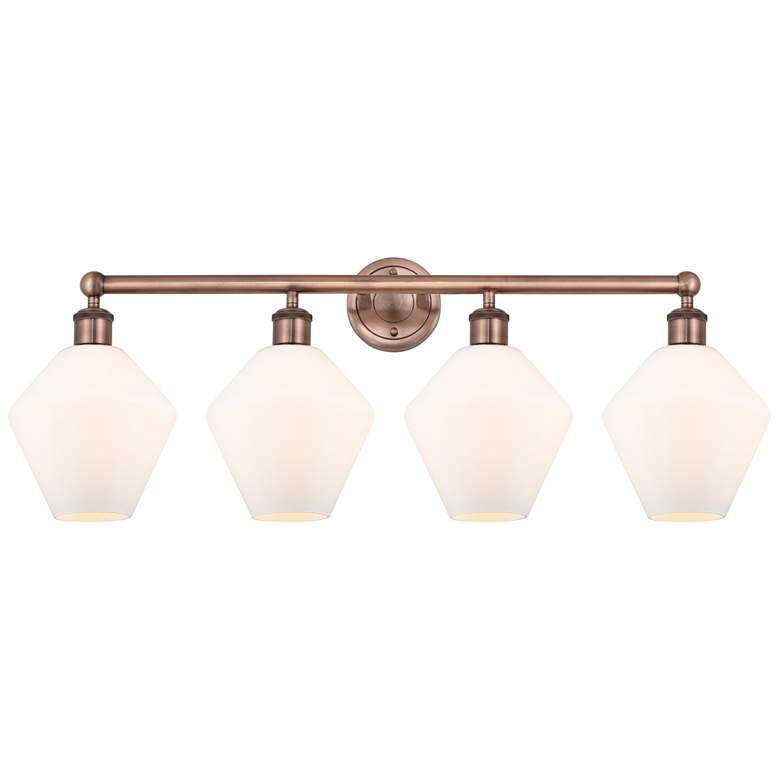 Image 1 Cindyrella 35"W 4 Light Antique Copper Bath Light With Cased White Sha