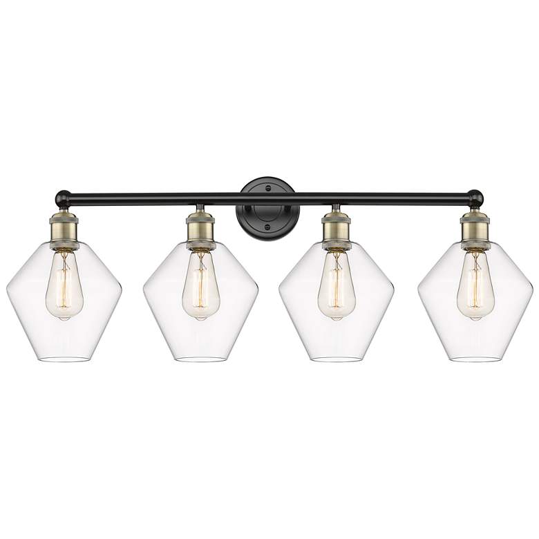 Image 1 Cindyrella 35"W 4 Light Black Antique Brass Bath Light With Clear Shad