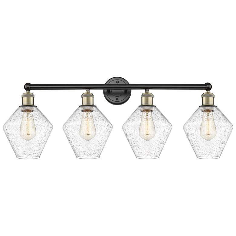 Image 1 Cindyrella 35"W 4 Light Black Antique Brass Bath Light With Seedy Shad